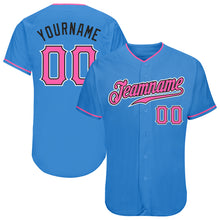 Load image into Gallery viewer, Custom Powder Blue Pink-Black Authentic Baseball Jersey
