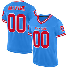 Load image into Gallery viewer, Custom Powder Blue Red-White Mesh Authentic Throwback Football Jersey
