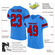 Load image into Gallery viewer, Custom Powder Blue Red-Navy Mesh Authentic Football Jersey
