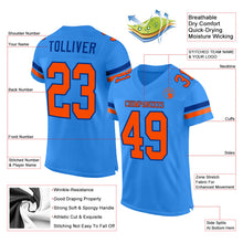 Load image into Gallery viewer, Custom Powder Blue Orange-Royal Mesh Authentic Football Jersey
