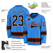 Load image into Gallery viewer, Custom Powder Blue Black-Orange Hockey Jersey
