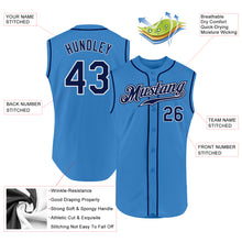 Load image into Gallery viewer, Custom Powder Blue Navy-White Authentic Sleeveless Baseball Jersey
