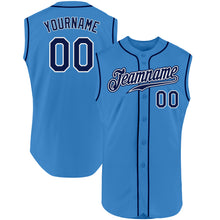 Load image into Gallery viewer, Custom Powder Blue Navy-White Authentic Sleeveless Baseball Jersey
