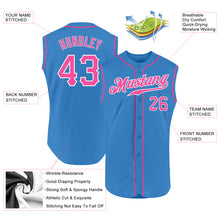 Load image into Gallery viewer, Custom Powder Blue Pink-White Authentic Sleeveless Baseball Jersey
