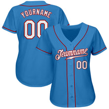 Load image into Gallery viewer, Custom Powder Blue White-Red Authentic Baseball Jersey
