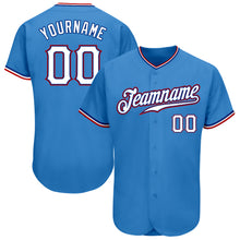 Load image into Gallery viewer, Custom Powder Blue White-Red Authentic Baseball Jersey
