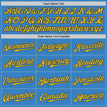 Load image into Gallery viewer, Custom Powder Blue Navy Gold-White Authentic Baseball Jersey
