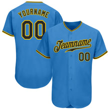 Load image into Gallery viewer, Custom Powder Blue Black-Gold Authentic Baseball Jersey
