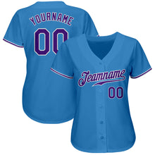 Load image into Gallery viewer, Custom Powder Blue Purple-White Authentic Baseball Jersey
