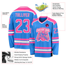 Load image into Gallery viewer, Custom Powder Blue Pink-White Hockey Jersey
