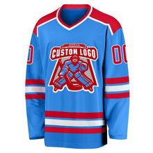 Load image into Gallery viewer, Custom Powder Blue Red-White Hockey Jersey
