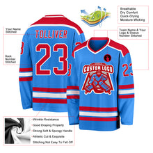 Load image into Gallery viewer, Custom Powder Blue Red-White Hockey Jersey
