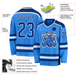Custom Powder Blue Royal-White Hockey Jersey