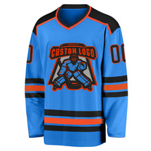 Load image into Gallery viewer, Custom Powder Blue Black-Orange Hockey Jersey
