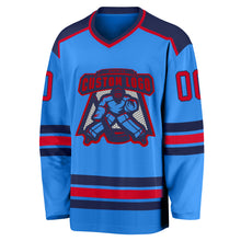 Load image into Gallery viewer, Custom Powder Blue Red-Navy Hockey Jersey
