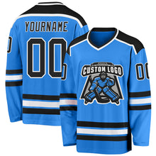 Load image into Gallery viewer, Custom Powder Blue Black-White Hockey Jersey
