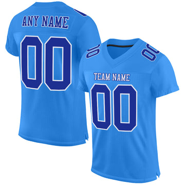 Custom Powder Blue Royal-White Mesh Authentic Football Jersey