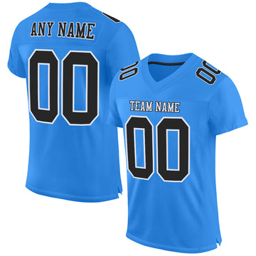 Custom Powder Blue Black-White Mesh Authentic Football Jersey