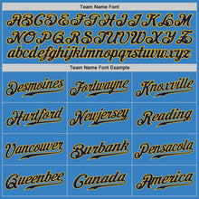 Load image into Gallery viewer, Custom Powder Blue Navy-Gold Authentic Baseball Jersey
