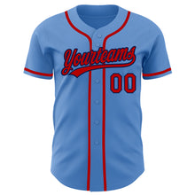 Load image into Gallery viewer, Custom Powder Blue Red-Navy Authentic Baseball Jersey
