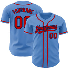 Load image into Gallery viewer, Custom Powder Blue Red-Navy Authentic Baseball Jersey
