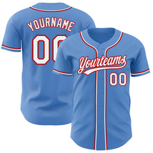 Load image into Gallery viewer, Custom Powder Blue White-Red Authentic Baseball Jersey
