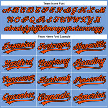 Load image into Gallery viewer, Custom Powder Blue Orange-Black Authentic Baseball Jersey
