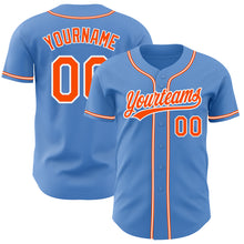 Load image into Gallery viewer, Custom Powder Blue Orange-White Authentic Baseball Jersey
