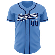 Load image into Gallery viewer, Custom Powder Blue Navy-White Authentic Baseball Jersey
