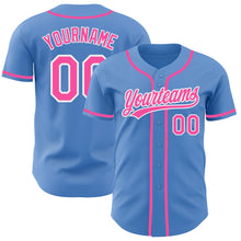 Load image into Gallery viewer, Custom Powder Blue Pink-White Authentic Baseball Jersey

