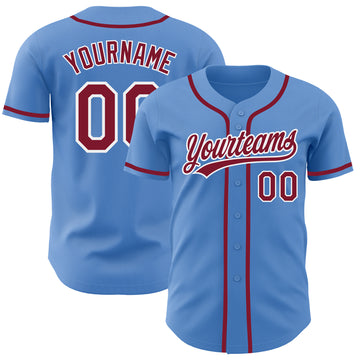 Custom Powder Blue Crimson-White Authentic Baseball Jersey