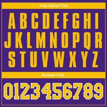 Load image into Gallery viewer, Custom Purple Gold-White Authentic Throwback Basketball Jersey
