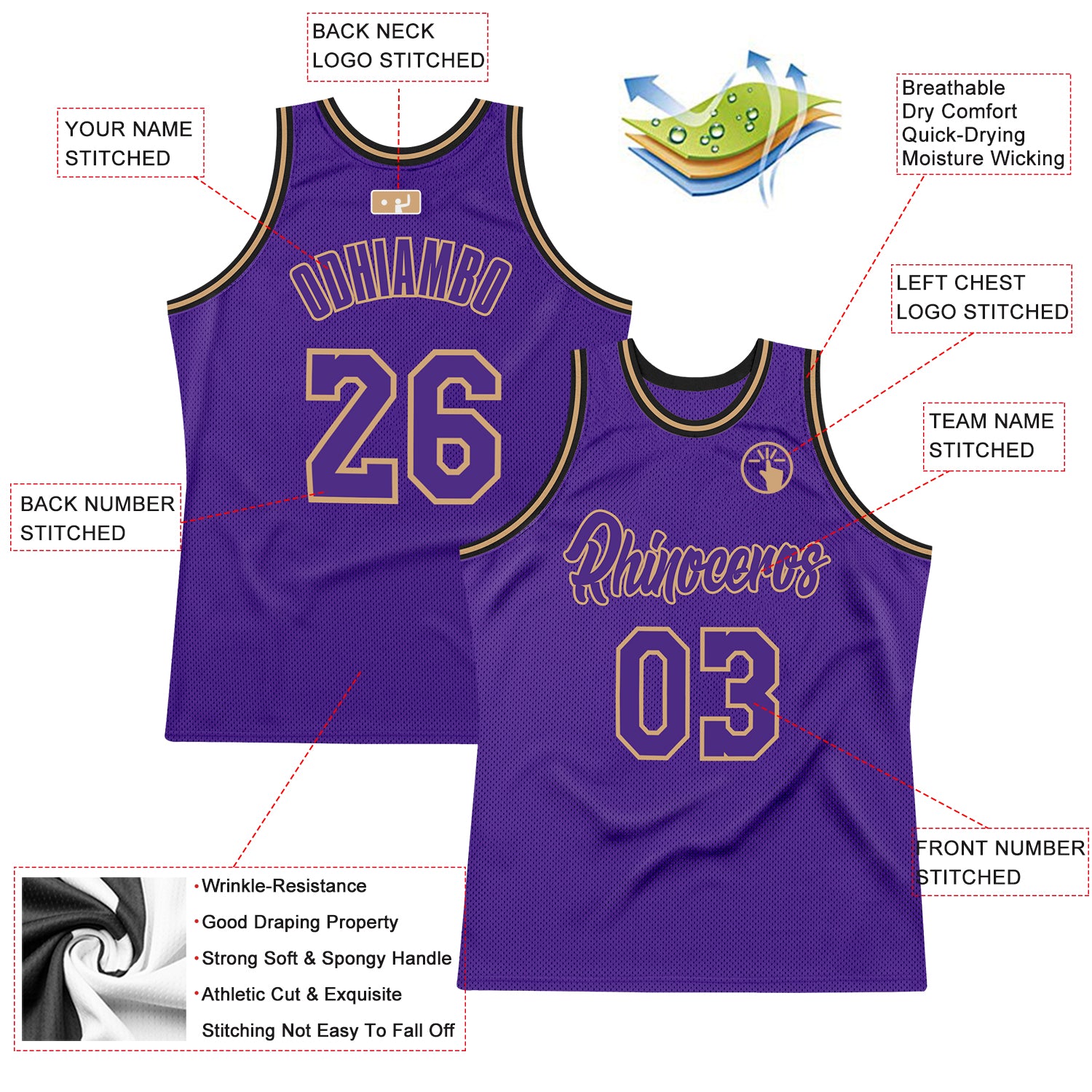 Creat Basketball Purple Purple Rib-Knit Old Gold Jersey – FiitgCustom
