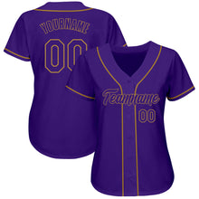 Load image into Gallery viewer, Custom Purple Purple-Old Gold Authentic Baseball Jersey
