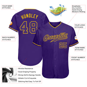 Custom Purple Purple-Gold Authentic Baseball Jersey