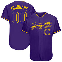 Load image into Gallery viewer, Custom Purple Purple-Gold Authentic Baseball Jersey

