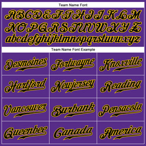 Custom Purple Black Pinstripe Black-Gold Authentic Baseball Jersey