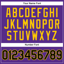 Load image into Gallery viewer, Custom Purple Black Pinstripe Black-Gold Authentic Baseball Jersey
