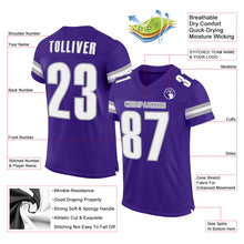 Load image into Gallery viewer, Custom Purple White-Gray Mesh Authentic Football Jersey
