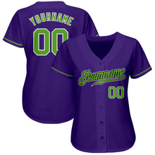 Load image into Gallery viewer, Custom Purple Neon Green-White Authentic Baseball Jersey

