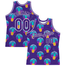 Load image into Gallery viewer, Custom Purple Purple-White 3D Pattern Design Pineapples Authentic Basketball Jersey
