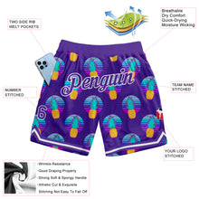 Load image into Gallery viewer, Custom Purple Purple-White 3D Pattern Design Pineapples Authentic Basketball Shorts
