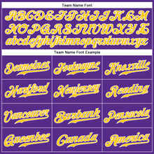 Load image into Gallery viewer, Custom Purple Gold-White Authentic Sleeveless Baseball Jersey
