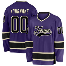 Load image into Gallery viewer, Custom Purple Black-Cream Hockey Jersey
