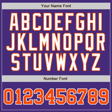 Load image into Gallery viewer, Custom Purple White Pinstripe Orange-White Authentic Baseball Jersey
