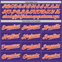 Load image into Gallery viewer, Custom Purple White Pinstripe Orange-White Authentic Baseball Jersey
