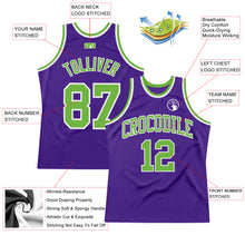 Load image into Gallery viewer, Custom Purple Neon Green-White Authentic Throwback Basketball Jersey
