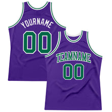 Load image into Gallery viewer, Custom Purple Kelly Green-White Authentic Throwback Basketball Jersey

