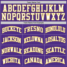 Load image into Gallery viewer, Custom Purple White-Gold Authentic Throwback Basketball Jersey
