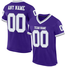 Load image into Gallery viewer, Custom Purple White-Gray Mesh Authentic Throwback Football Jersey
